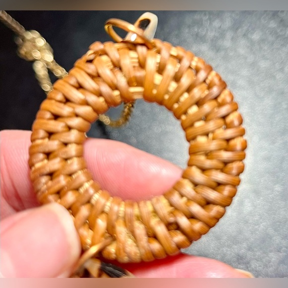 Statement Necklace Wicker Tortoise Shell Tuscan Mom Boho Chic Retro Casual Gift - Picture 14 of 14